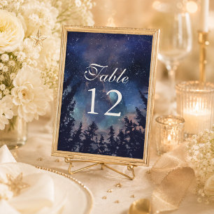 Starry Night Forest Celestial Wedding Table Number