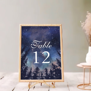 Starry Night Forest Celestial Wedding Table Number