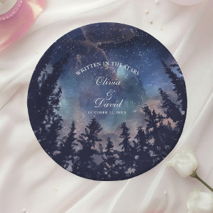 Starry Night Forest Wedding Paper Plate