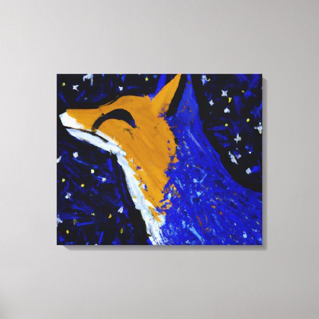 STARRY NIGHT FOX II | MOONLIT WATCH CANVAS PRINT (Front)