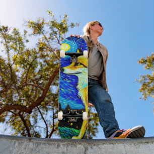 Starry Night Fox Skateboard