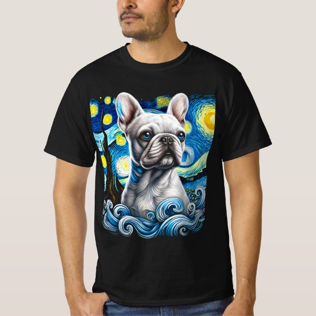 Starry Night French Bulldog T-Shirt – Artistic Dog (Front)