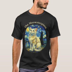 Starry Night Funny Cat The Meowsterece Van Gogh Hu T-Shirt