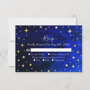 Starry Night Galaxy Wedding RSVP Card