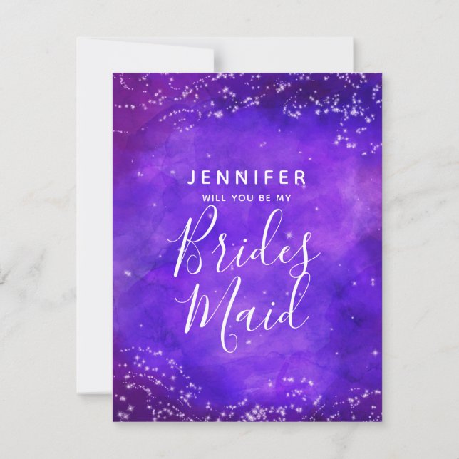 Starry Night Galaxy Will You Be My Bridesmaid Invitation (Front)