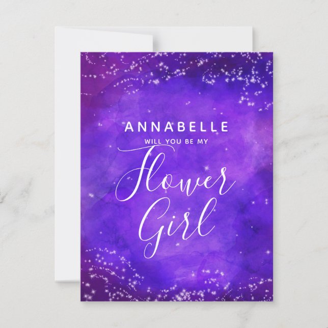 Starry Night Galaxy Will You Be My Flower Girl Invitation (Front)