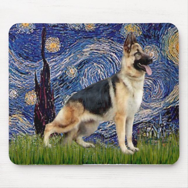 Starry Night - German Shepherd 13 Mouse Pad (Front)