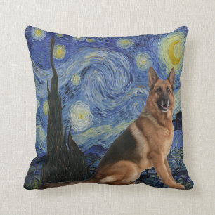 Starry Night German Shepherd Throw Pillow