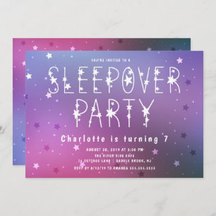 Starry Night Girls Sleepover Invitation