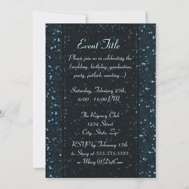 Starry Night Glitter Look Invitation (Front)