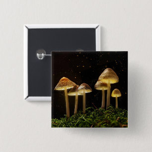 Starry Night Glowing Mushrooms 15 Cm Square Badge