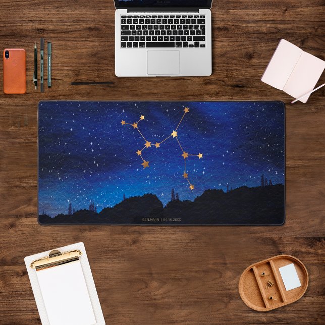 Starry Night Gold Sagittarius Zodiac Constellation Desk Mat (Creator Uploaded)