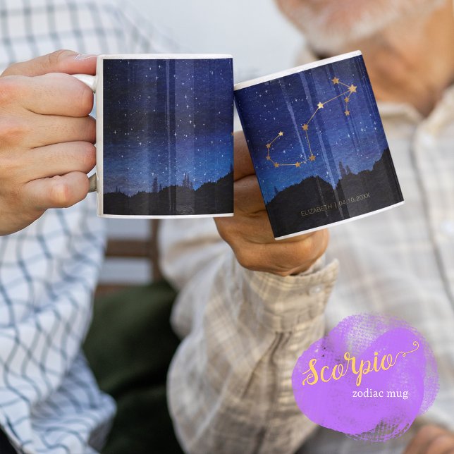 Starry Night Gold Scorpio Zodiac Constellation Coffee Mug (Creator Uploaded)
