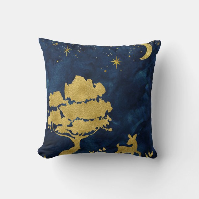 Starry night - gold silhouette cushion (Front)