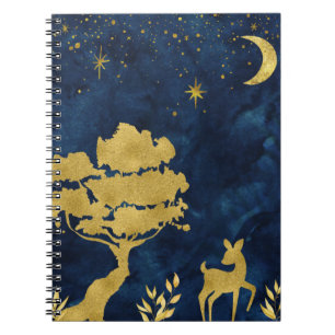 Starry night - gold silhouette notebook