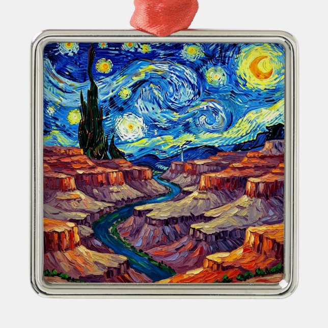 Starry Night Grand Canyon Arizona Metal Tree Decoration (Front)