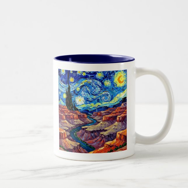 Starry Night Grand Canyon Arizona Two-Tone Coffee Mug (Right)