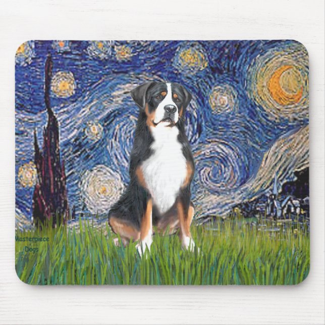 Starry Night-Greater Swiss Mountain Dog Mouse Pad (Front)