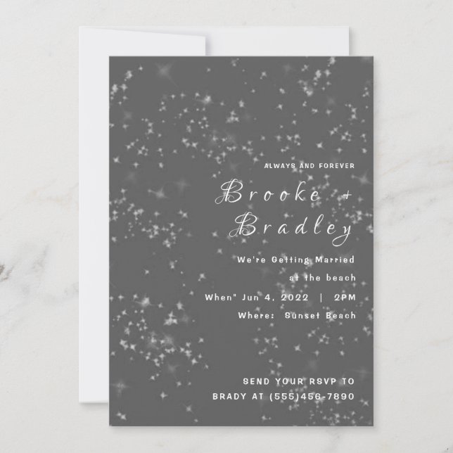Starry Night Grey Wedding Invitation (Front)