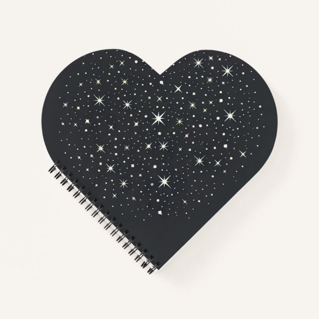 Starry Night  Heart Shaped Spiral Bound Notebook (Front)