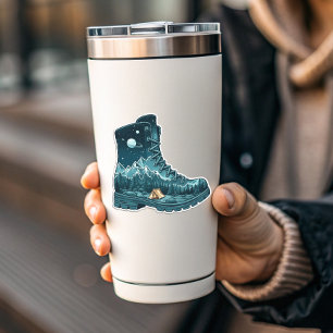 Starry Night Hiking Boot Sticker   Die-Cut Sticker