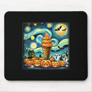 Starry Night Ice Cream Cone Halloween Mouse Pad