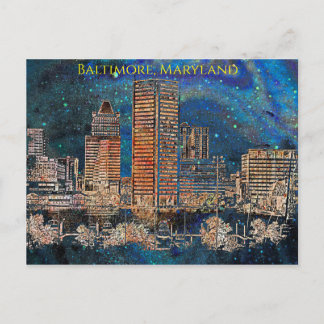 Starry Night in Baltimore, Maryland Postcard