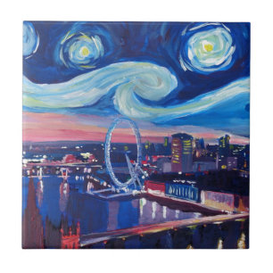 Starry night in London Tile
