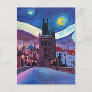 Starry Night in Prague  with Carlsbridge Postcard