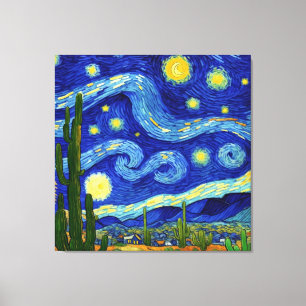 Starry Night in the Desert Van Gogh Style Canvas Print