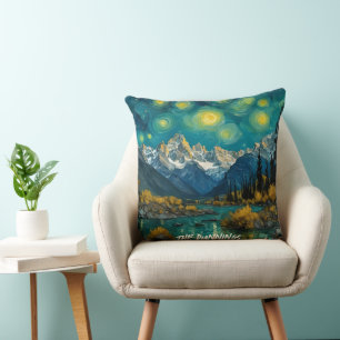 Starry Night in the Rocky Mountains Cushion