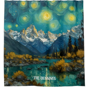 Starry Night in the Rocky Mountains Shower Curtain