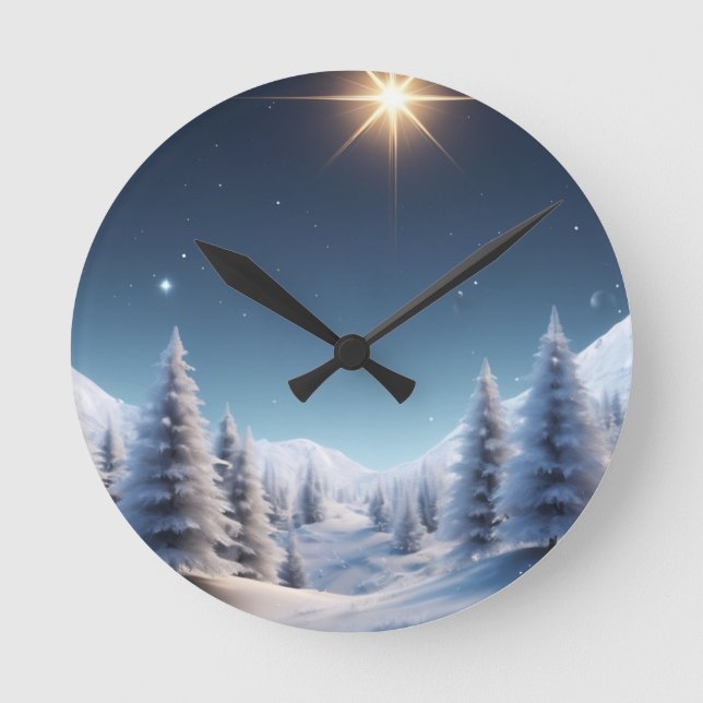 Starry Night Inspirational water colours  Round Clock (Front)