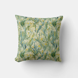 Starry Night-inspired Floral Paint Textured-style Cushion