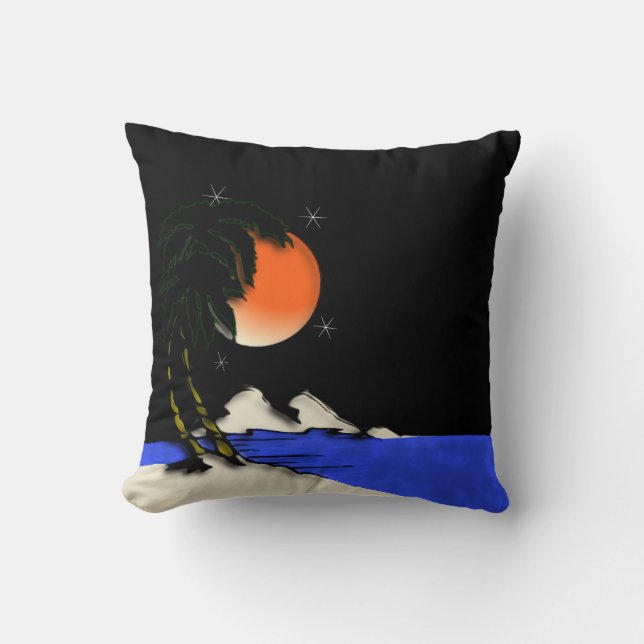 Starry Night Island American Mojo Throw Pillow (Front)