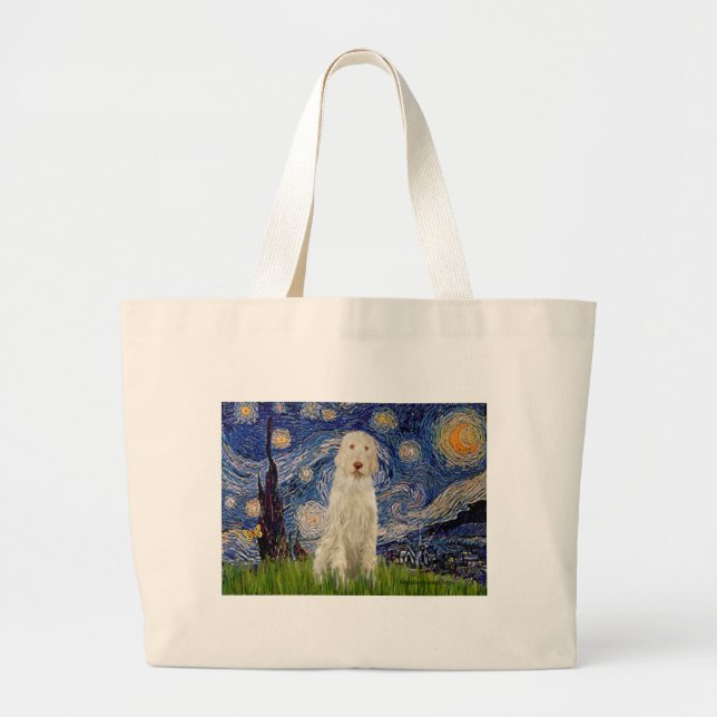 Starry Night - Italian Spinone #12 Large Tote Bag (Front)