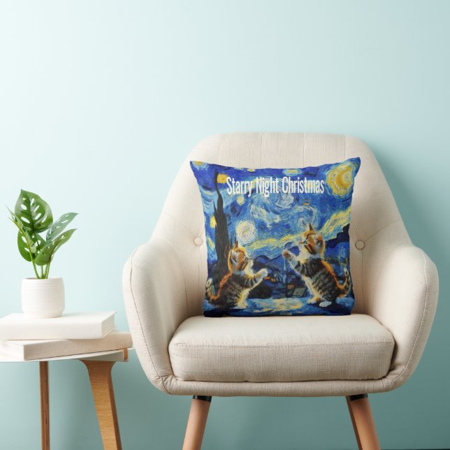 Starry Night Kittymas Christmas Spoof Cushion (Chair)