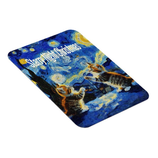 Starry Night Kittymas Christmas Spoof Magnet (Right Side)