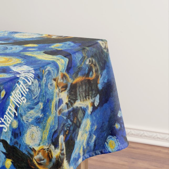 Starry Night Kittymas Christmas Spoof Tablecloth (In Situ)