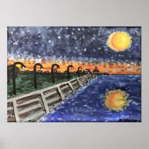 Starry Night Lake Pontchartrain Poster