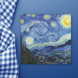 Starry Night Landscape Vincent van Gogh Glass Coaster