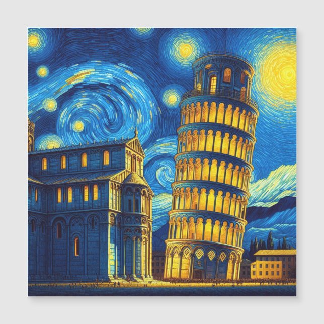 Starry Night Leaning Tower Of Pisa Italy (Front)