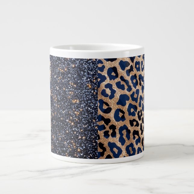 Starry Night & Leopard Print  Large Coffee Mug (Front)