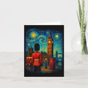 Starry Night London Red Telephone Box Queen's Guar Card