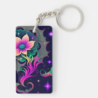 Starry Night Lotus Flower Acrylic Keychain