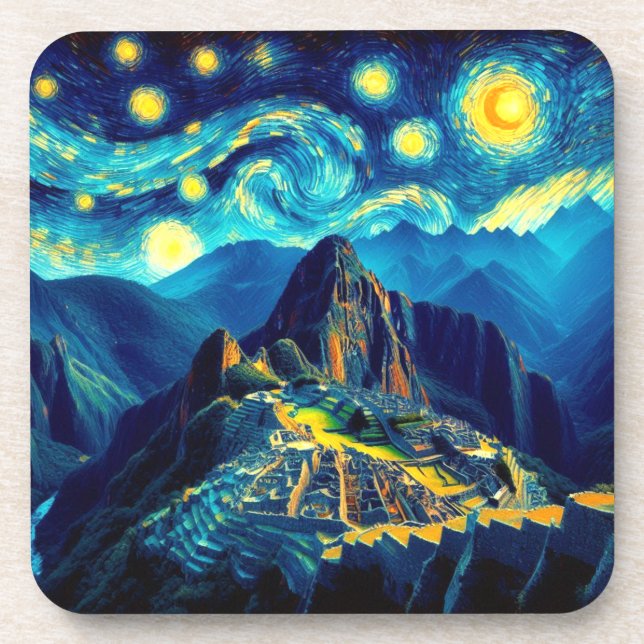 Starry Night Machu Picchu Peru Coaster (Front)