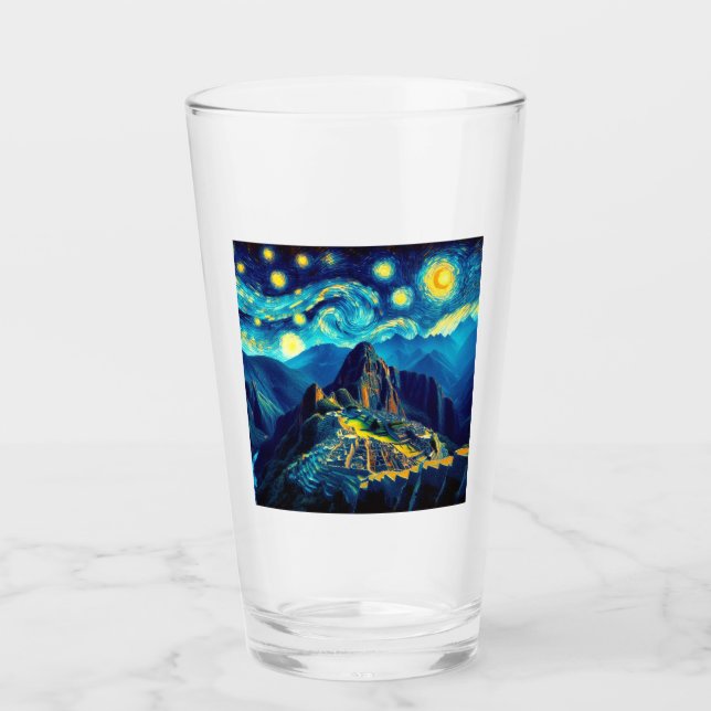 Starry Night Machu Picchu Peru Glass (Front)