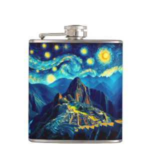 Starry Night Machu Picchu Peru Hip Flask