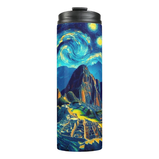 Starry Night Machu Picchu Peru Thermal Tumbler (Front)