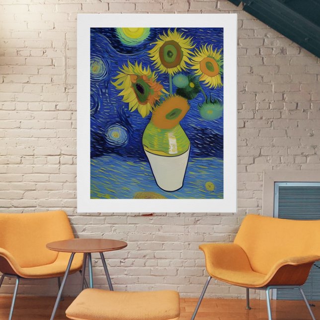 Starry Night Meets Sunflowers By Ricaso Poster (Creator Uploaded)